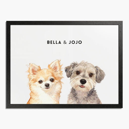 Custom Watercolor Two Pet Portrait