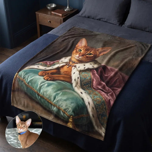 Aristocratic Custom Pet Blanket spread across the foot of a bed