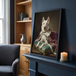 Aristocratic Custom Pet Portrait resting on a mantelpiece