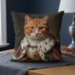 Aristocratic Throw Pillow 18"X18" photographed on a soft cloth surface