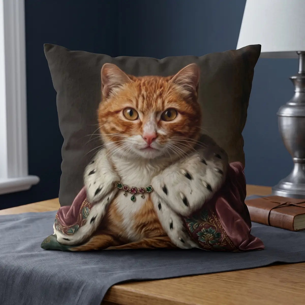 Aristocratic Throw Pillow 18"X18" photographed on a soft cloth surface