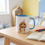 Celebrate Custom Pet Colorful Mug on a desk