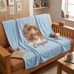 Color Pencil Custom Pet Blanket spread across a sofa seat
