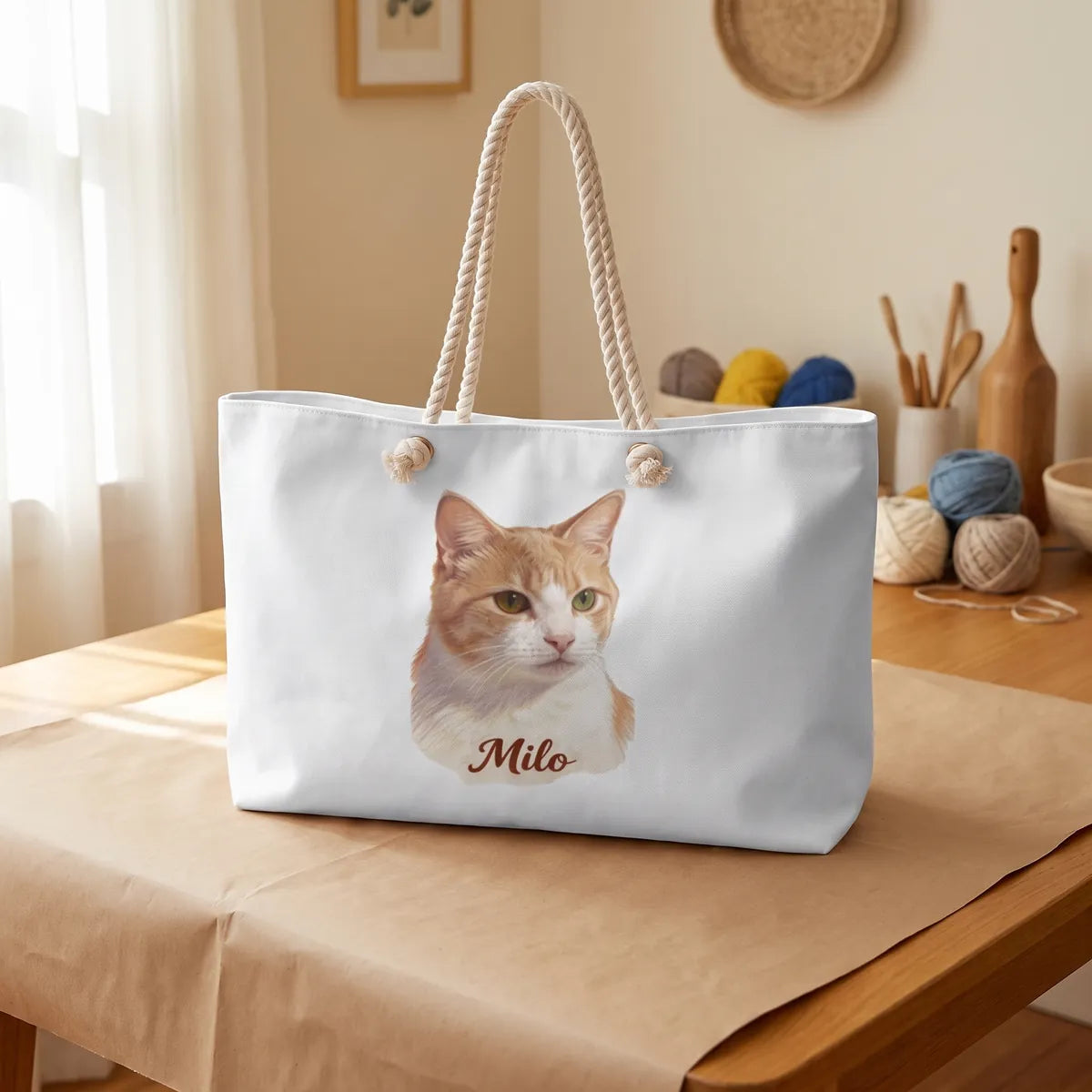 Color Pencil Weekender Bag photographed on a soft cloth surface