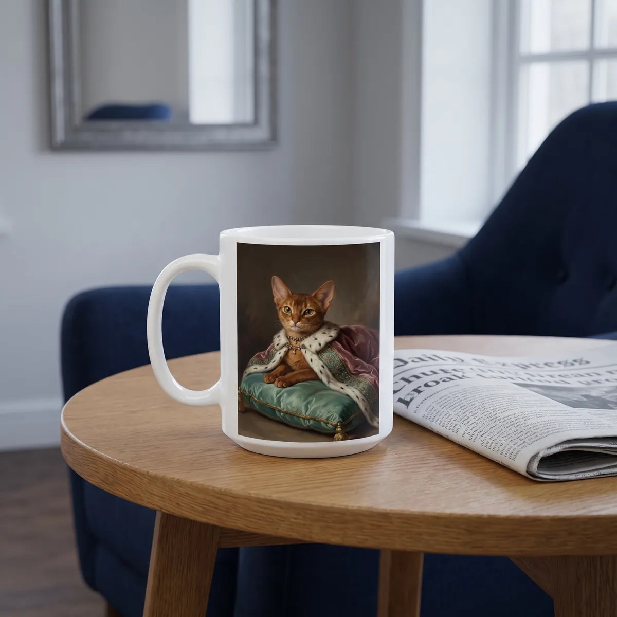Custom Aristocratic Pet Mug on a cafe table