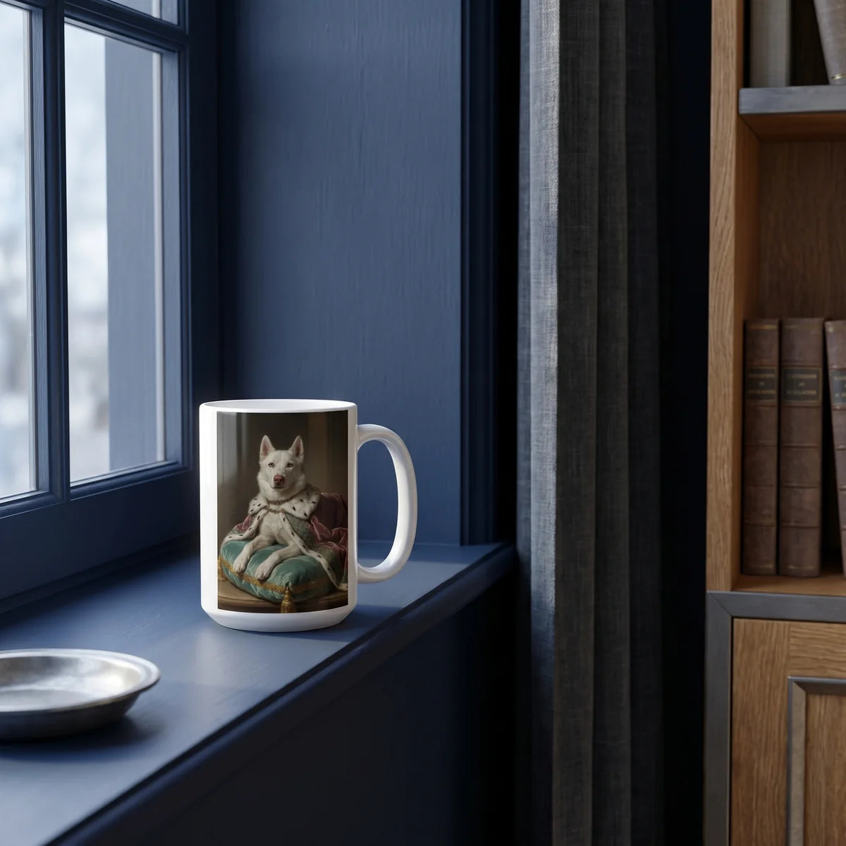 Custom Aristocratic Pet Mug on a sunlit window sill