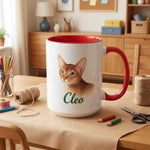 Custom Color Pencil Mug photographed on a soft cloth surface
