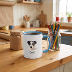 Custom Color Pencil Mug on a kitchen counter in the morning light