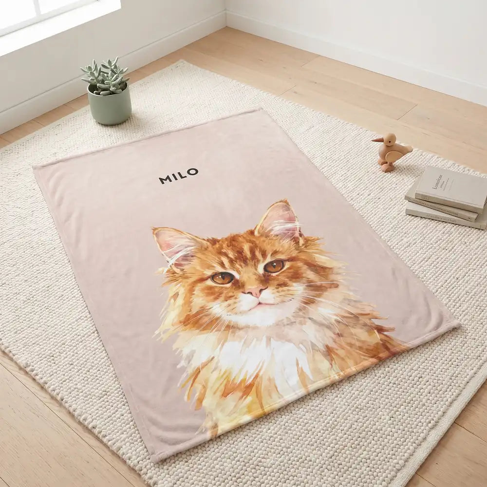 Custom Pet Blanket spread out on the floor