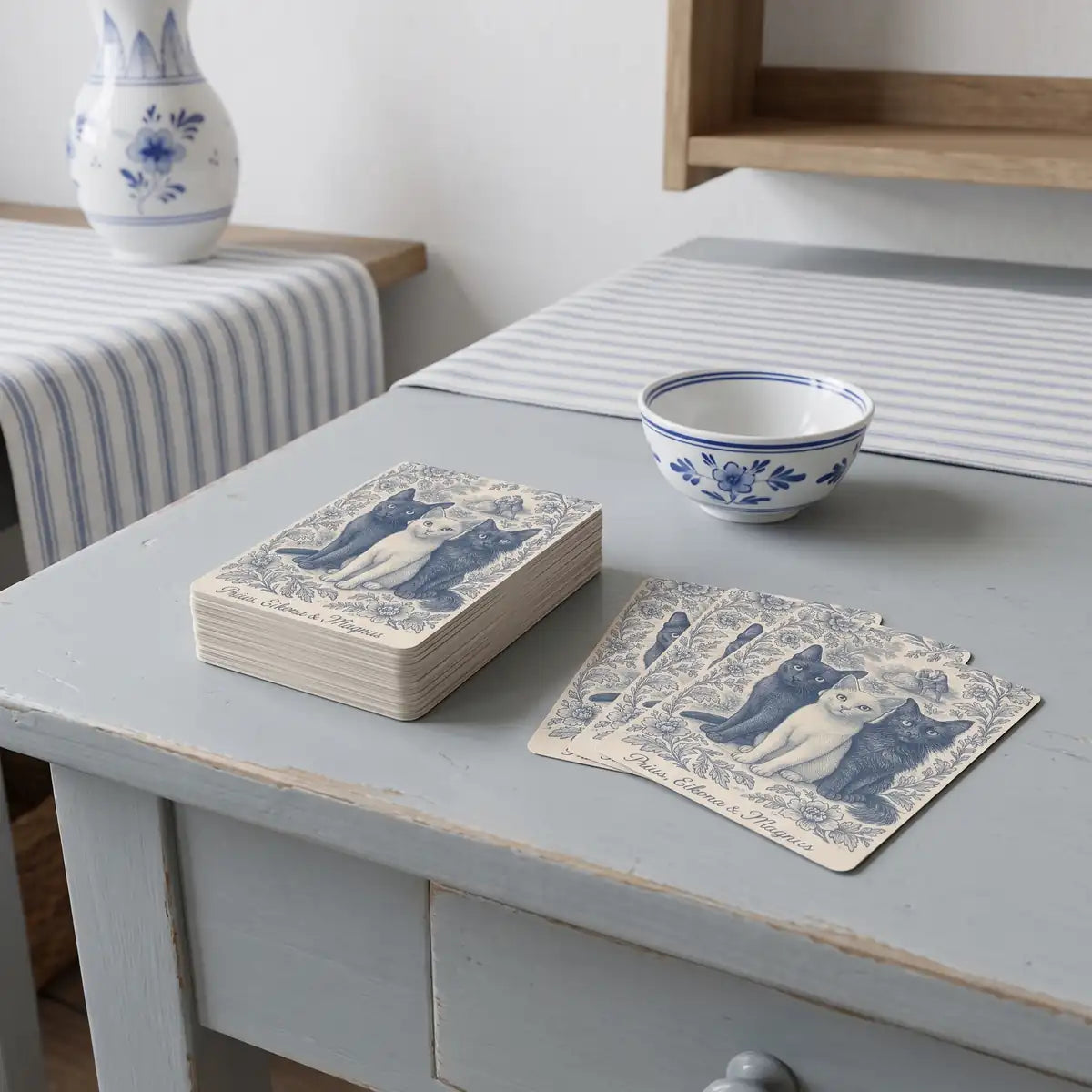 Custom Poker Playing Cards on a desk