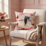 Custom Rose Wreath Throw Pillow 18"X18" on the seat of a chair