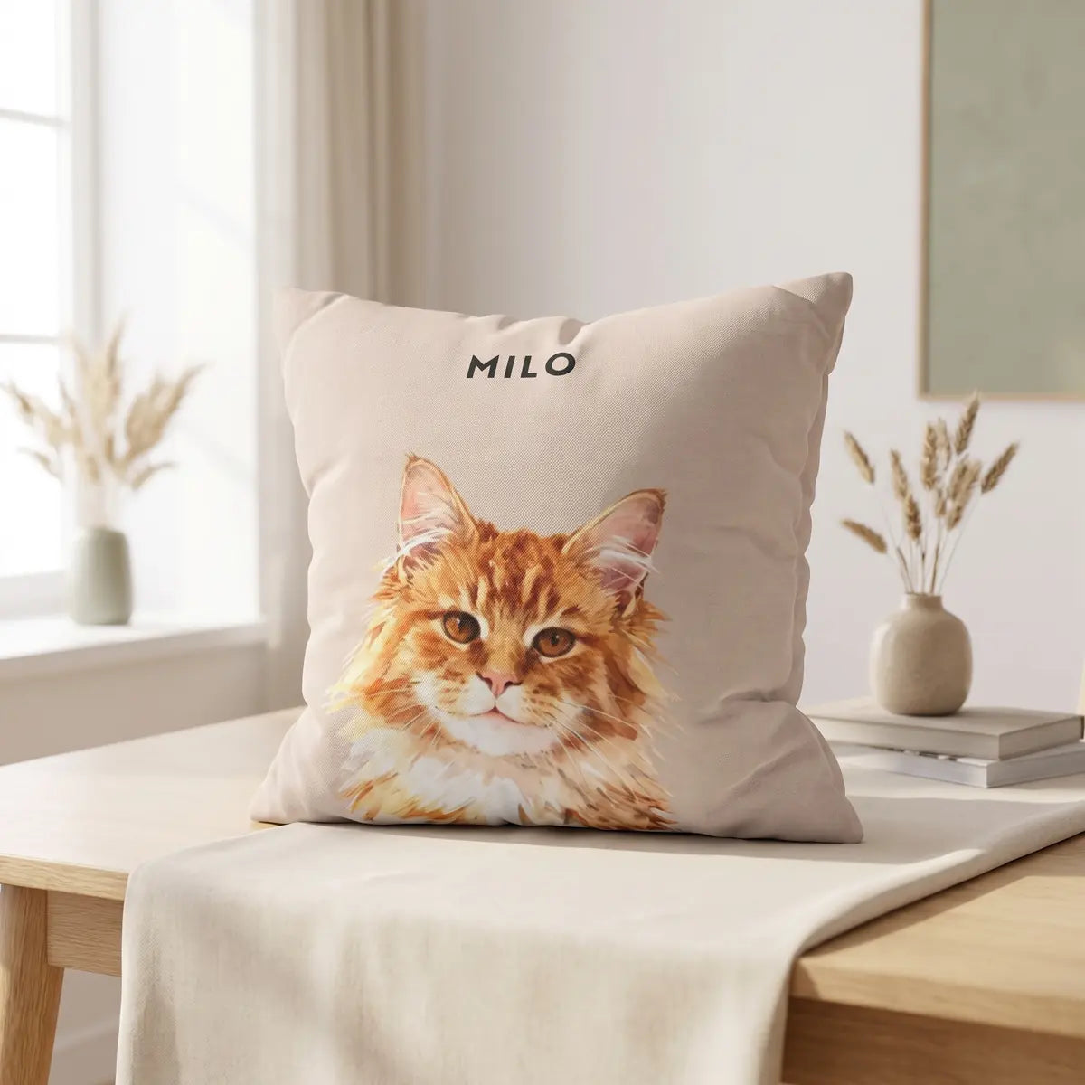 Custom Throw Pillow 18"X18" photographed on a soft cloth surface