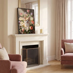 Custom Rococo Tulip Bouquet Portrait resting on a mantelpiece