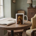 Custom Vintage Royal Pet Mug on a cafe table