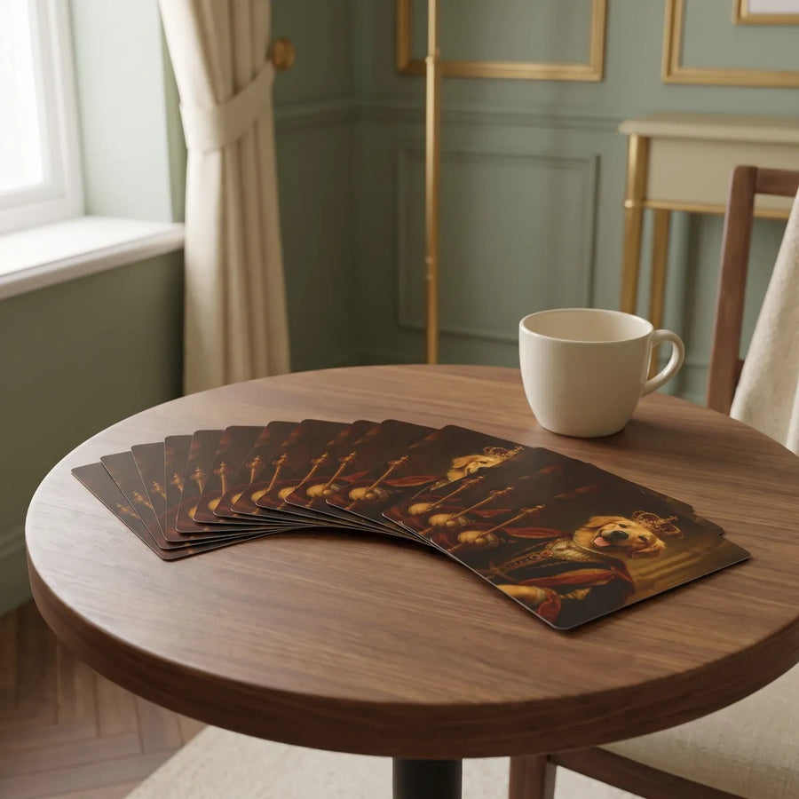 Custom Vintage Royal Poker Playing Cards on a cafe table