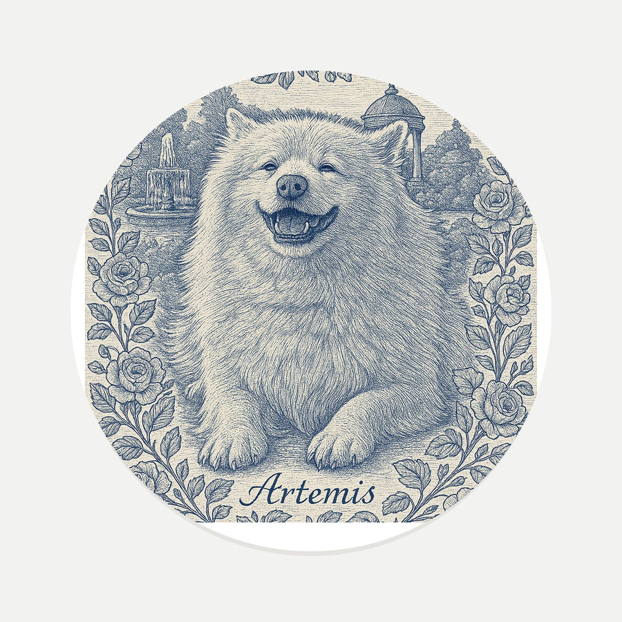 French Toile Pet Coaster (Booth) — design 1