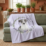 Herb Wreath Custom Pet Blanket draped over a sofa