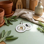 Herb Wreath Keychain in a styled home setting