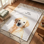 Memorial Custom Pet Blanket with Halo spread out on the floor