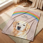 Memorial Custom Pet Blanket with Rainbow spread out on the floor