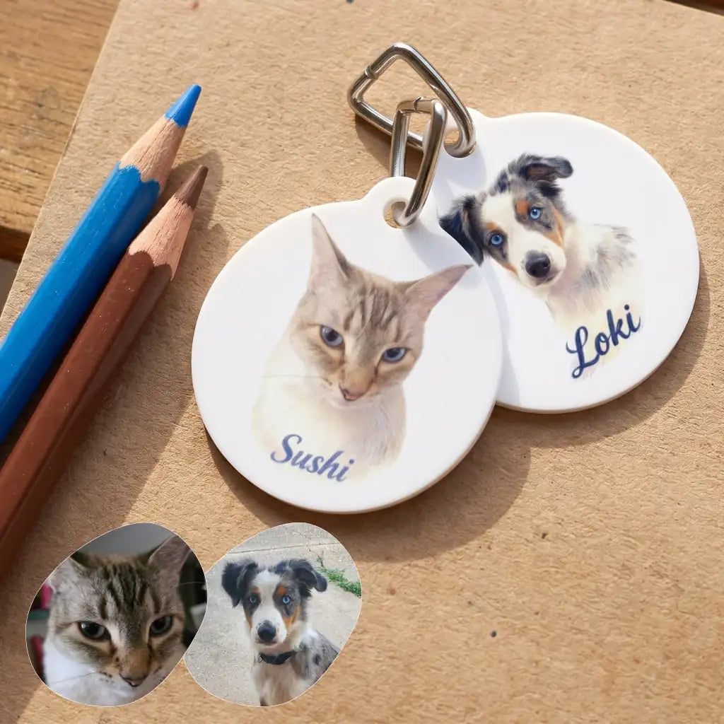 Pencil Art Keychain photographed flat from above on linen
