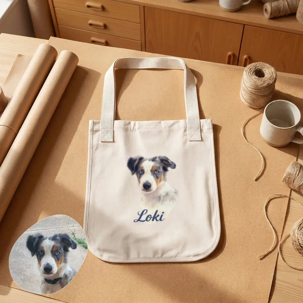 Pencil Art Tote Bag in a styled home setting