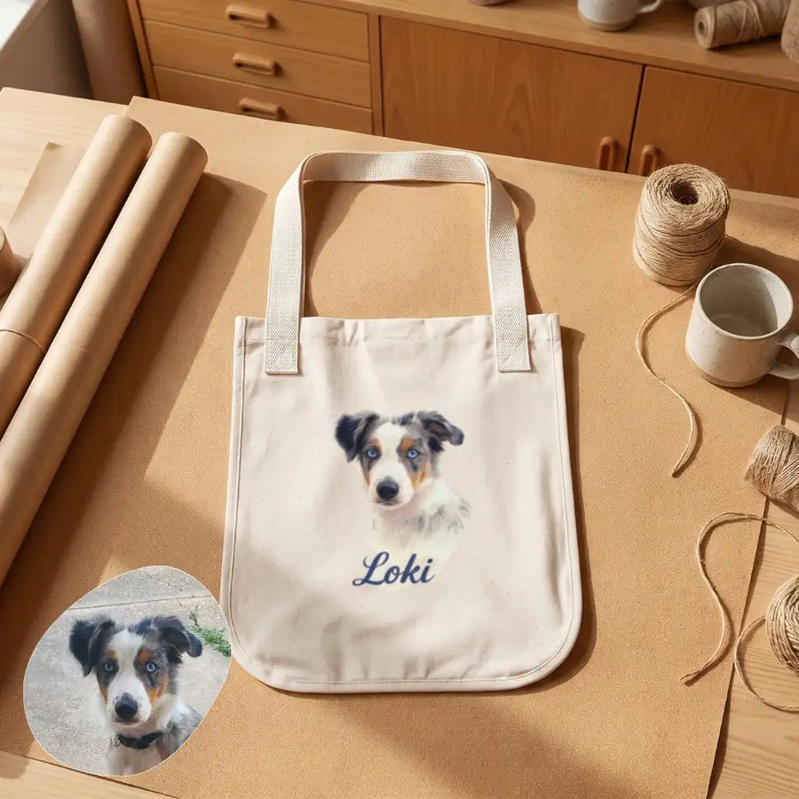 Pencil Art Tote Bag in a styled home setting