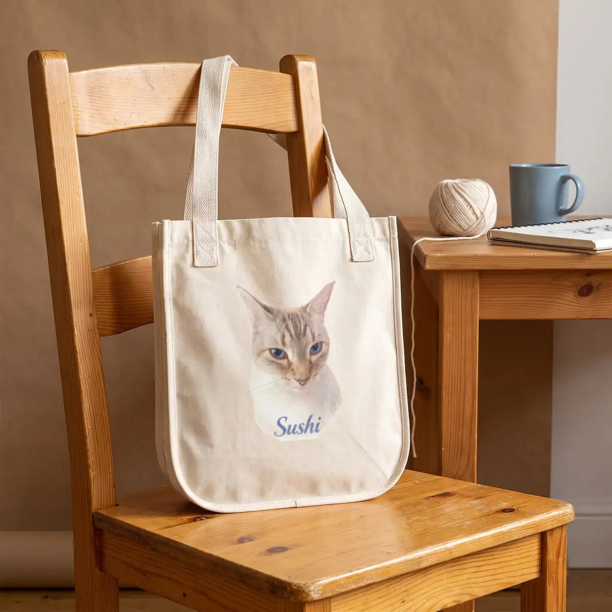 Pencil Art Tote Bag on the seat of a chair