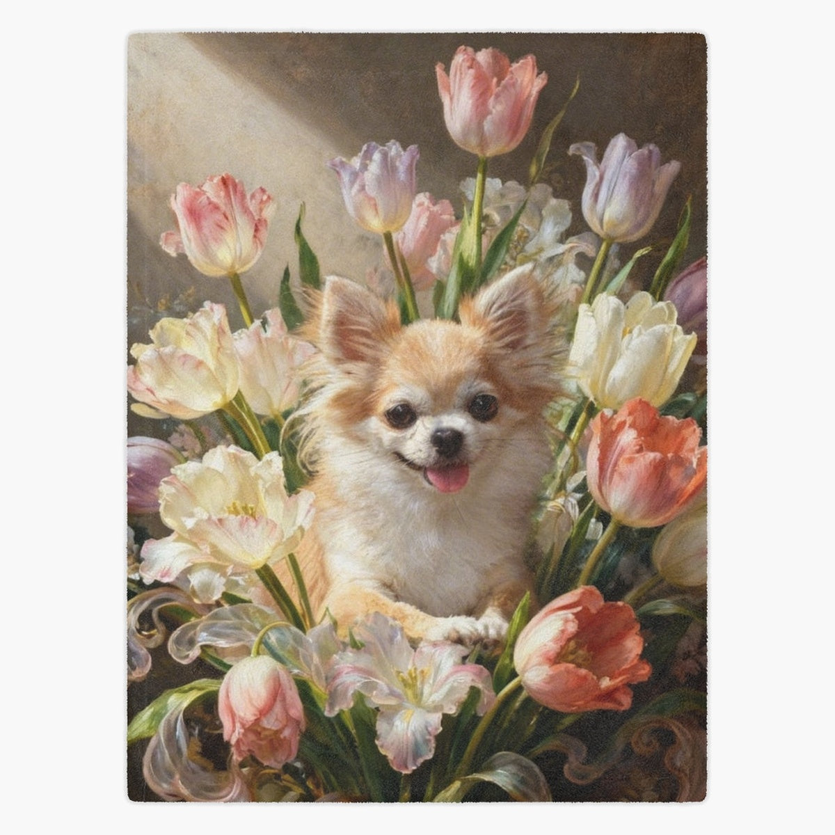 Custom Rococo Tulip Bouquet Blanket