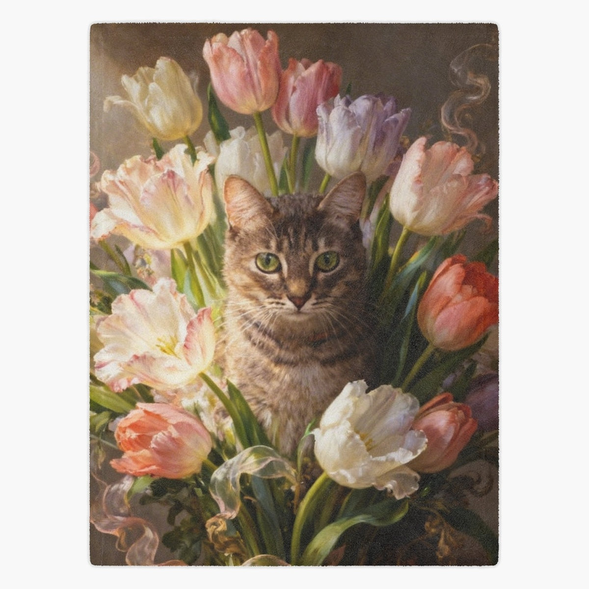 Custom Rococo Tulip Bouquet Blanket