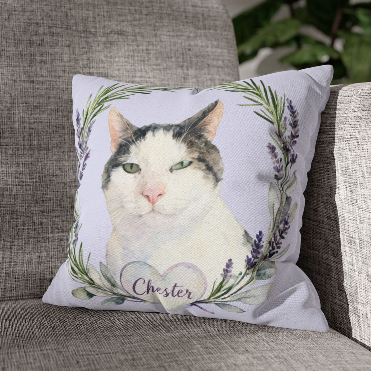 Custom Herb Wreath Throw Pillow 18"X18"