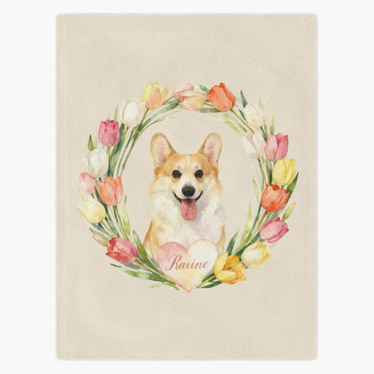 Tulip Wreath Custom Pet Blanket
