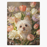 Custom Rococo Tulip Bouquet Blanket