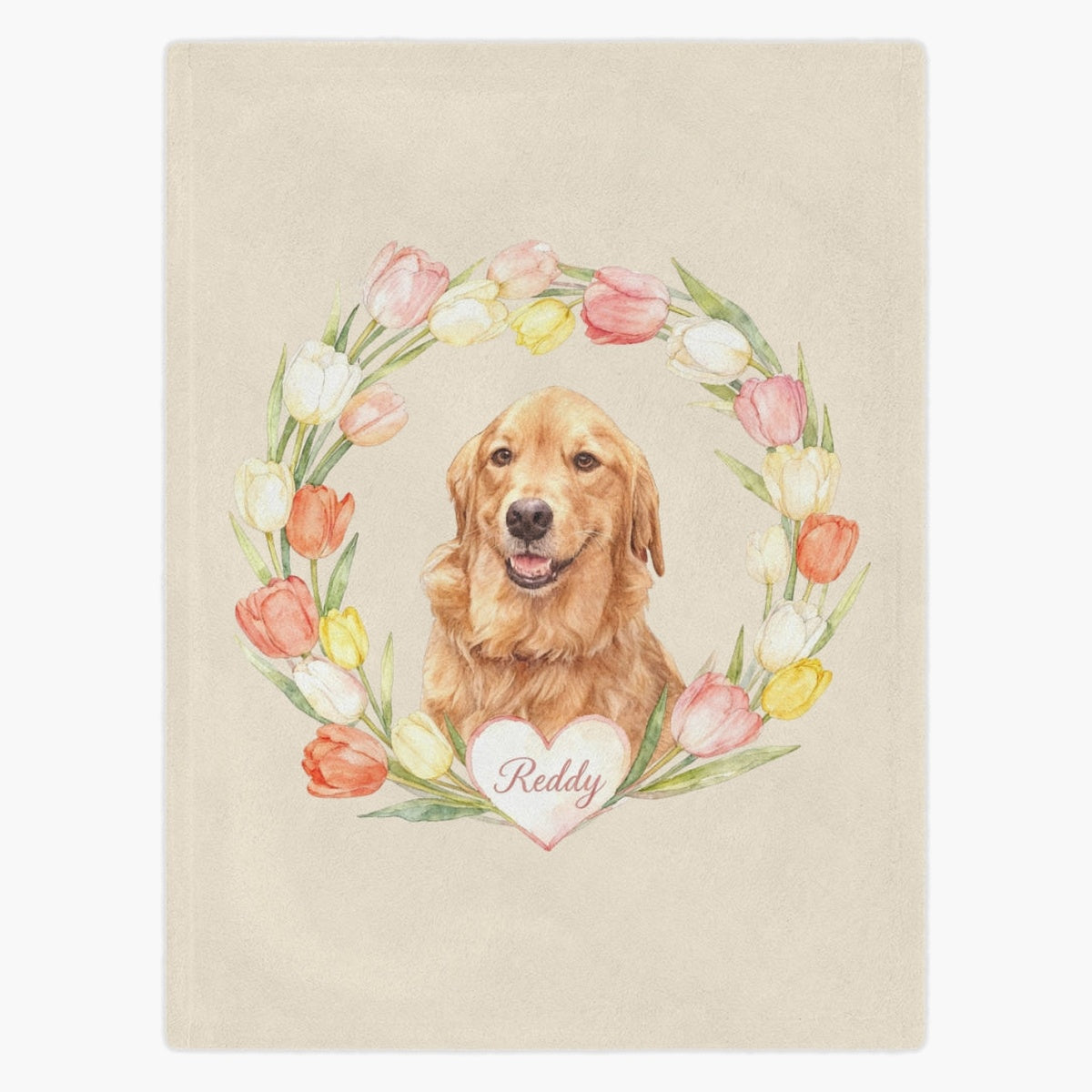 Tulip Wreath Custom Pet Blanket