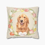 Custom Tulip Wreath Throw Pillow 18"X18"