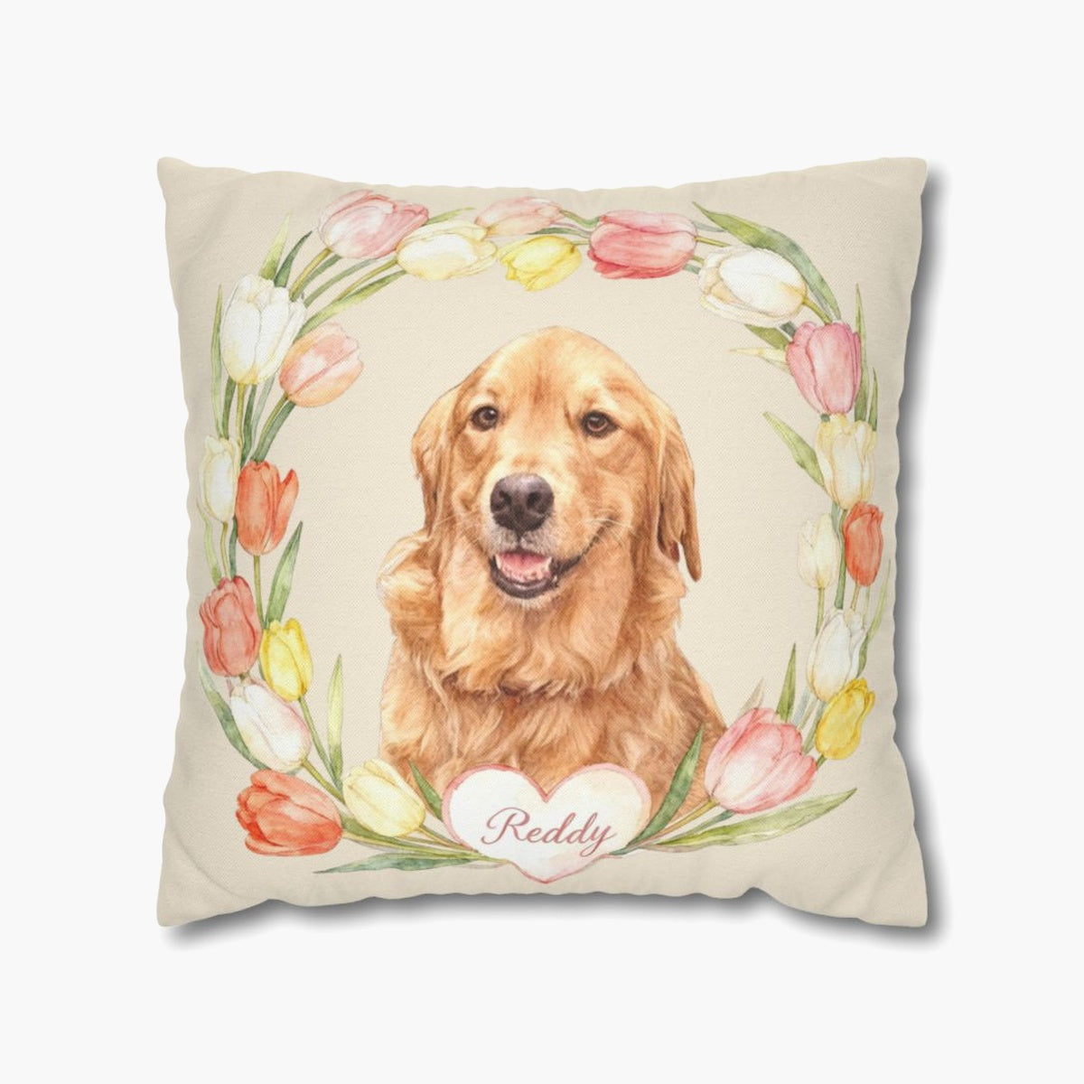 Custom Tulip Wreath Throw Pillow 18"X18"