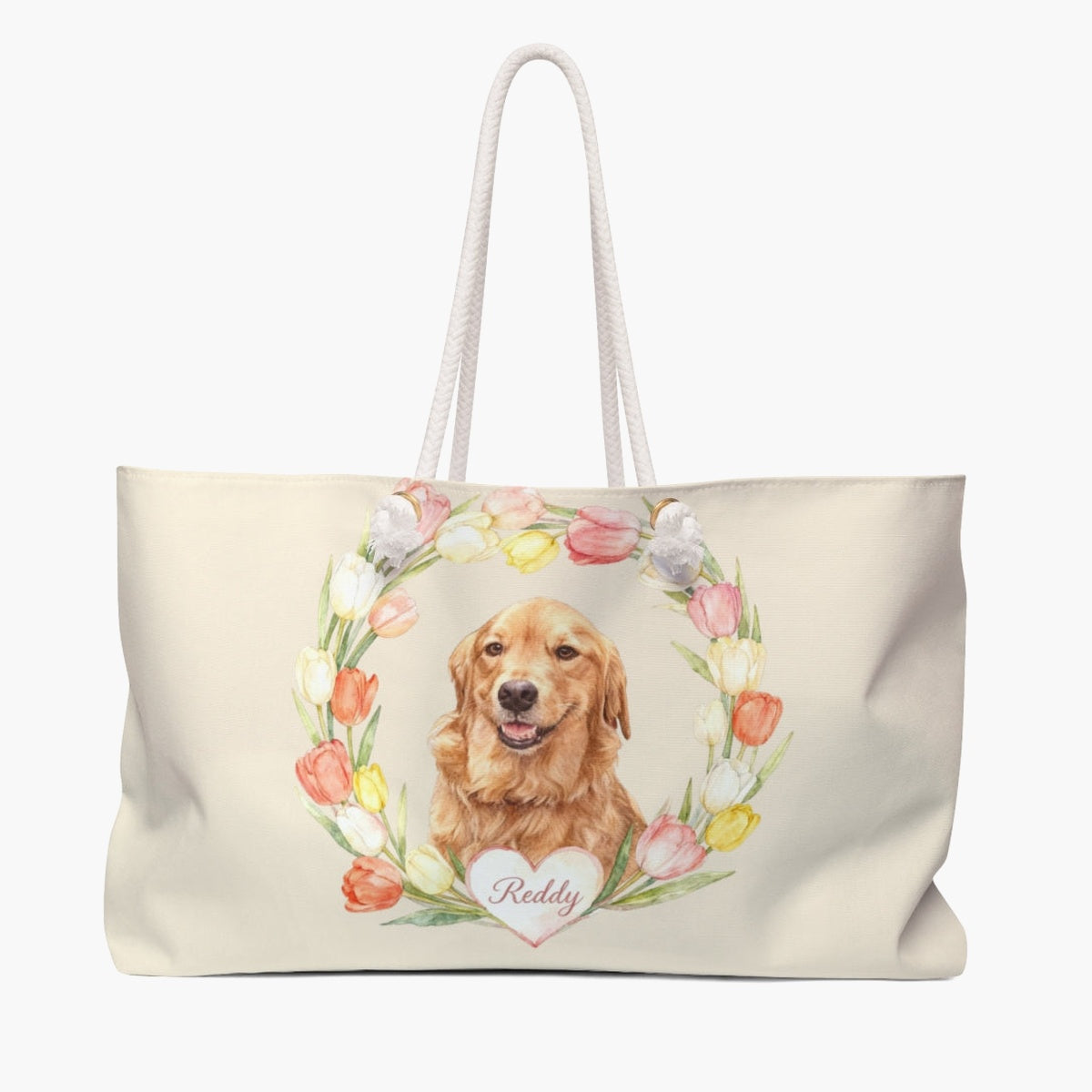 Custom Tulip Wreath Weekender Bag