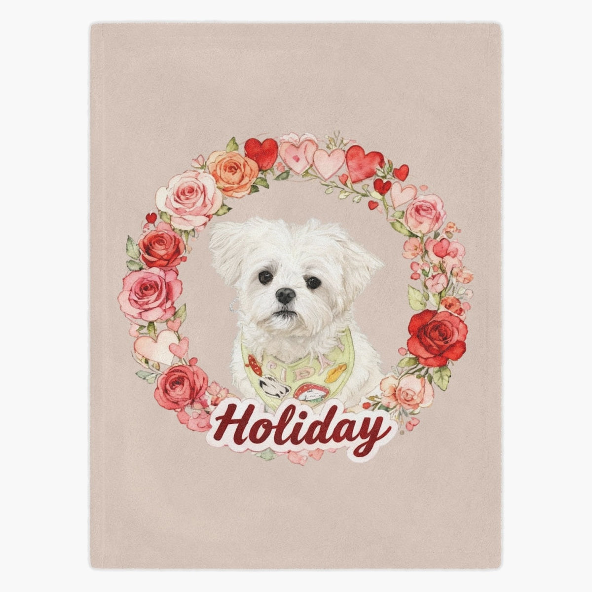 Rose Wreath Custom Pet Blanket