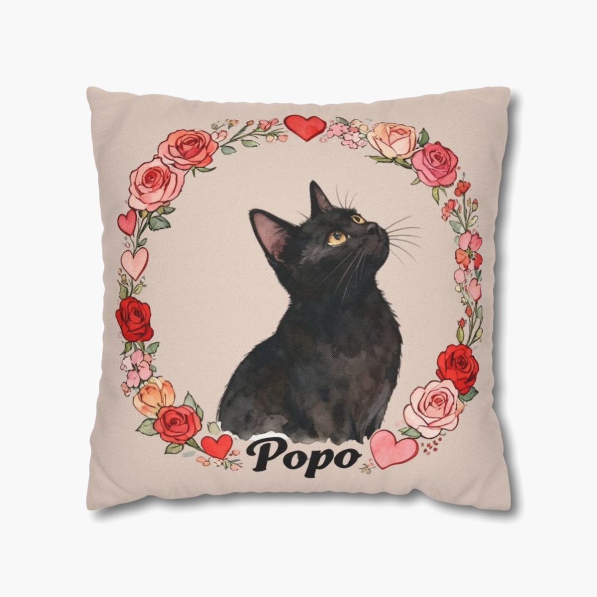 Custom Rose Wreath Throw Pillow 18"X18"