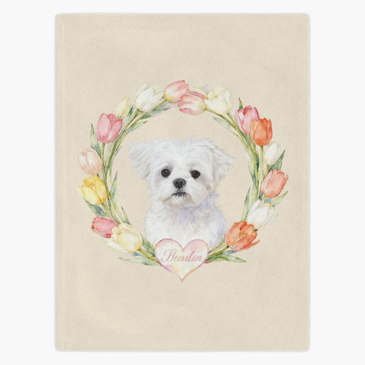 Tulip Wreath Custom Pet Blanket