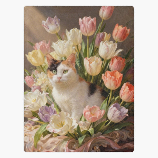 Custom Rococo Tulip Bouquet Blanket