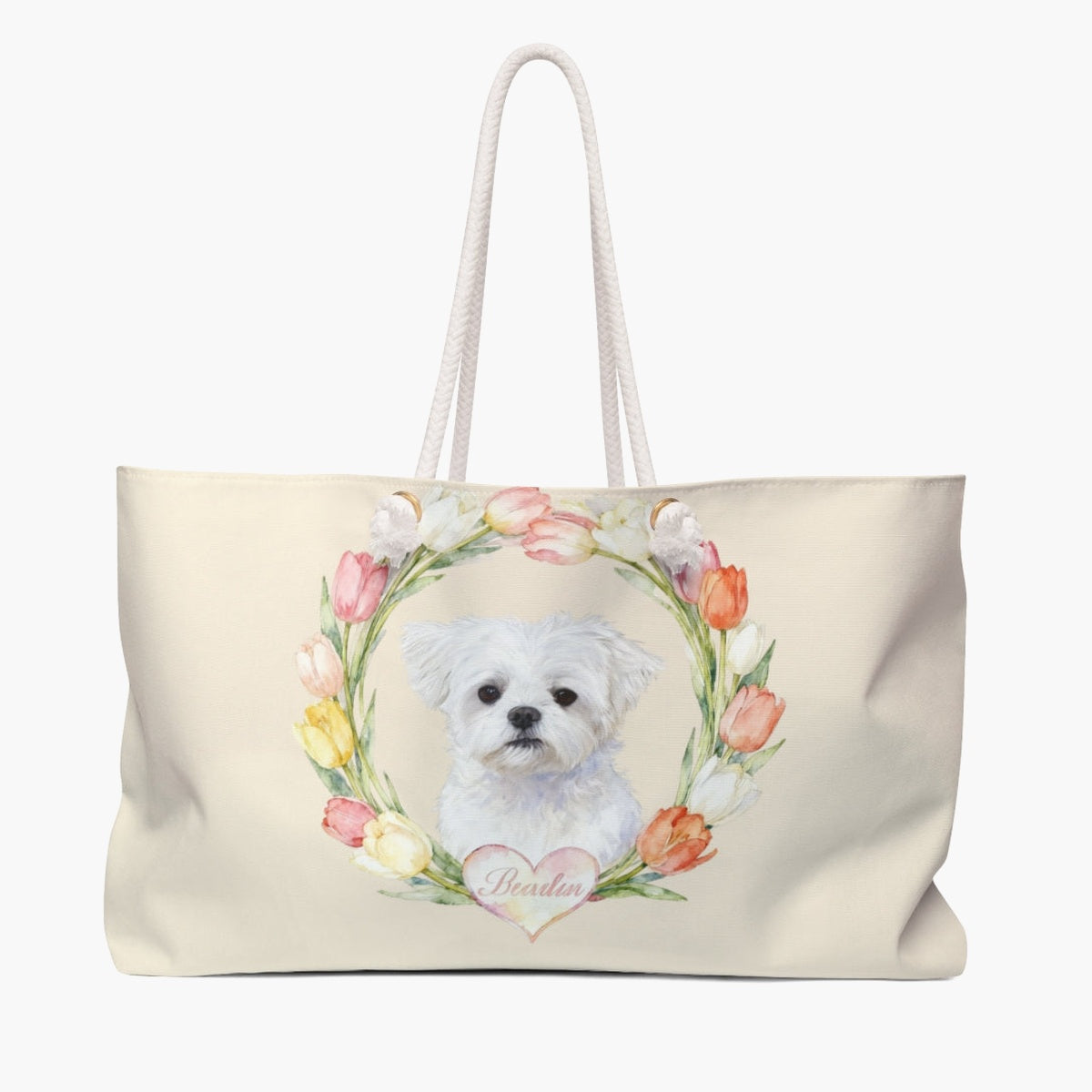 Custom Tulip Wreath Weekender Bag