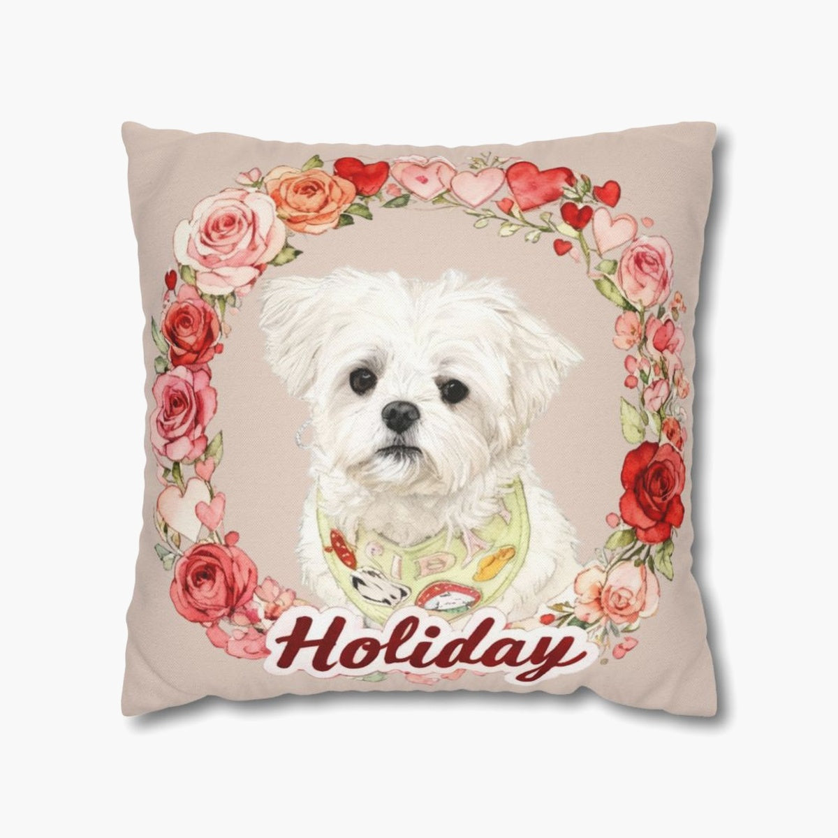 Custom Rose Wreath Throw Pillow 18"X18"