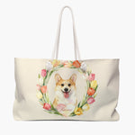 Custom Tulip Wreath Weekender Bag