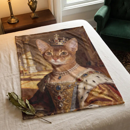 Royal Custom Pet Blanket photographed flat from above on linen