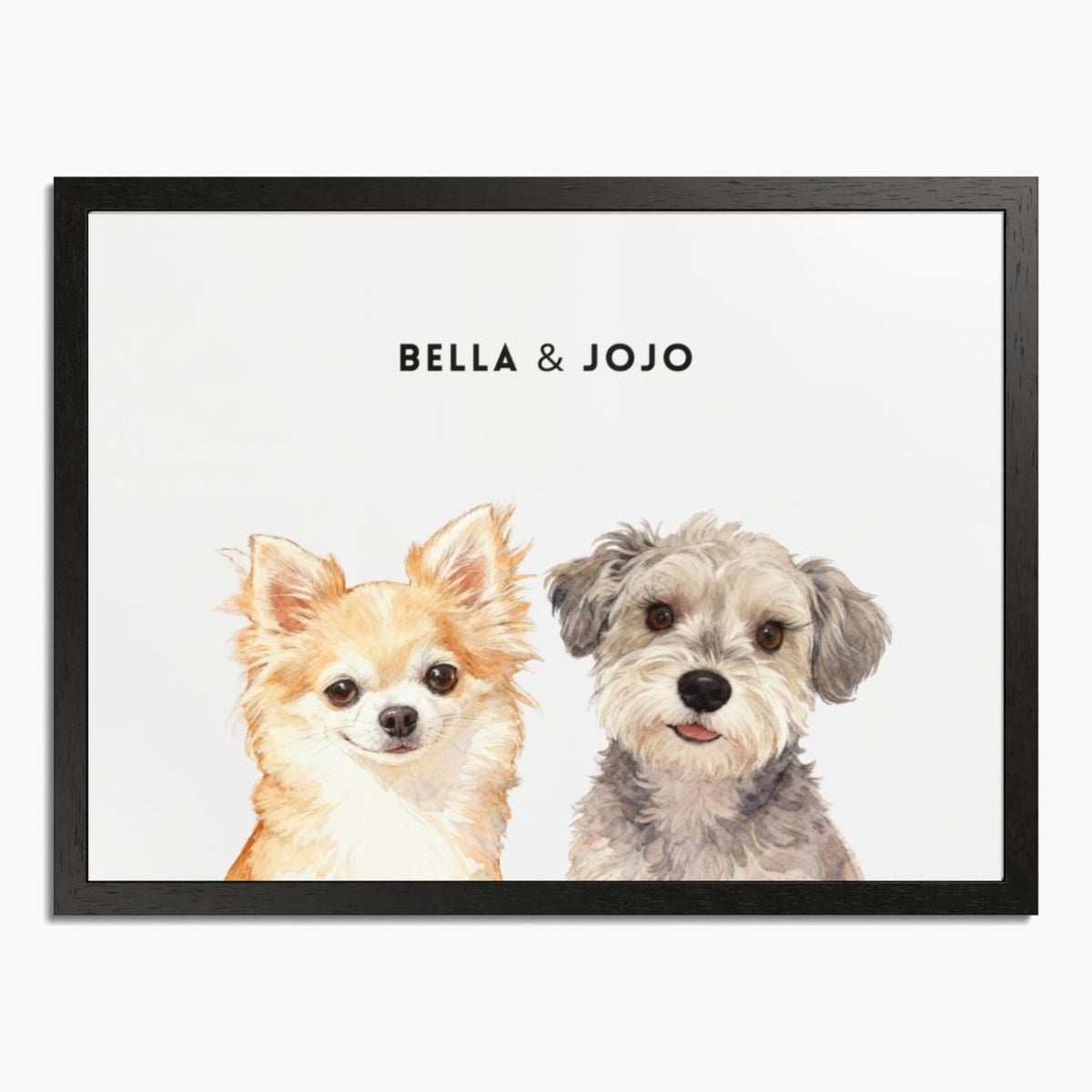 Custom Watercolor Two Pet Portrait