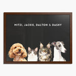 Custom Watercolor Four Pet Portrait