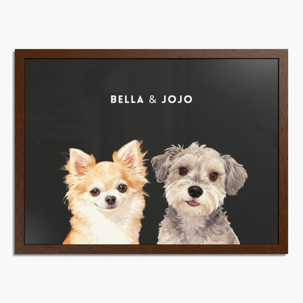 Custom Watercolor Two Pet Portrait