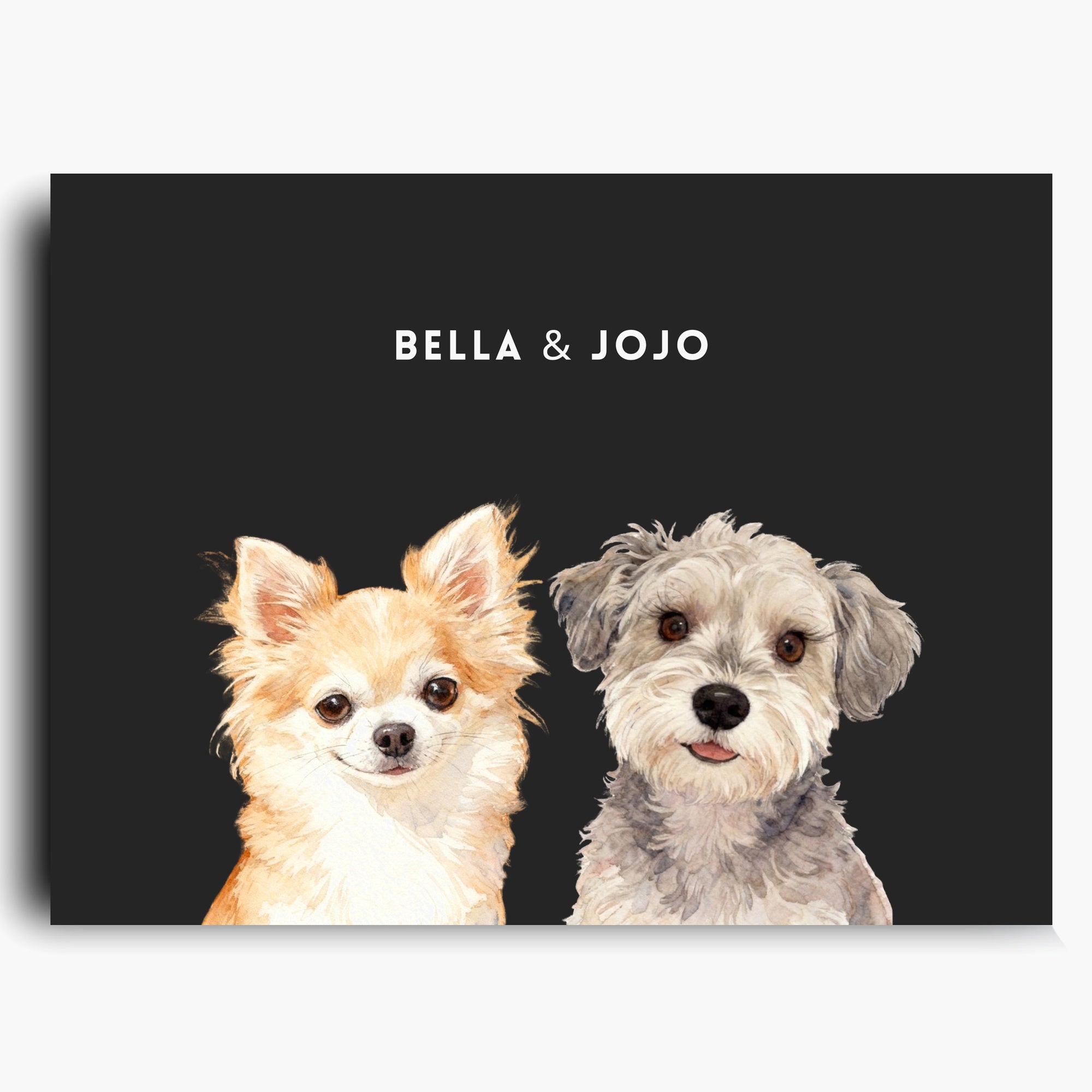 Custom Watercolor Two Pet Portrait