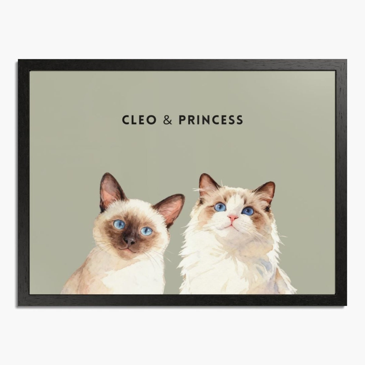 Custom Watercolor Two Pet Portrait